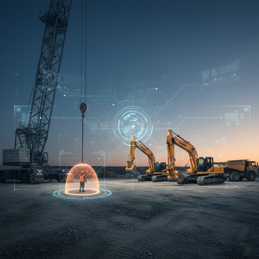 AI-powered crane safety system providing real-time worker protection and accident prevention on construction site