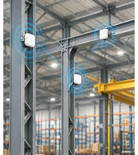 ASSET-Rx UWB anchors mounted on warehouse structures