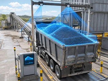 LiDAR point cloud measuring cargo volume in a truck bed