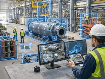Engineer reviewing a custom EDGE detection model on multiple screens