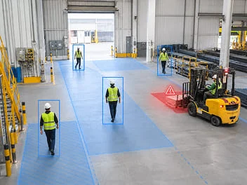Computer vision detecting workers without tags in a warehouse zone