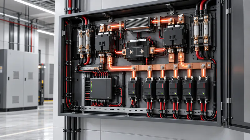 Power distribution cabinet with contactors, fuses and copper busbars for battery protection