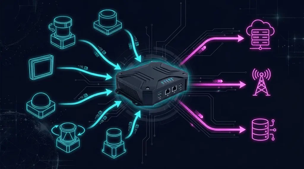 Edge computing device connecting multiple LiDAR sensors to cloud server and database infrastructure