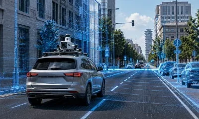 ONX LiDAR mapping vehicles and buildings on a city street in 3D for autonomous driving and mobility