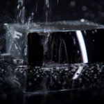 Hesai AT128 LiDAR sensor under water splash demonstrating IP67 waterproof rating for all-weather operation
