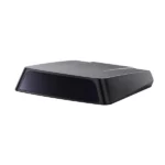 Hesai AT360 long-range LiDAR sensor with compact black housing and transparent scanning window, 950g weight, 360-channel automotive-grade design for autonomous vehicles