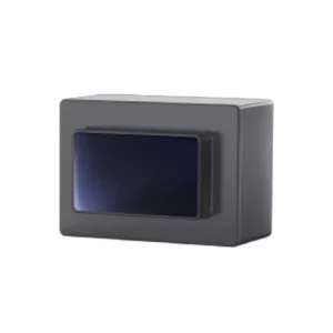 Hesai FTX compact gray rectangular LiDAR sensor with blue optical window for automotive blind spot detection and short-range perception