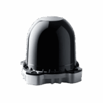 Hesai JT16 ultra-compact automotive LiDAR sensor with glossy black dome housing and gray mounting base featuring connector ports, 199g lightweight design on white background
