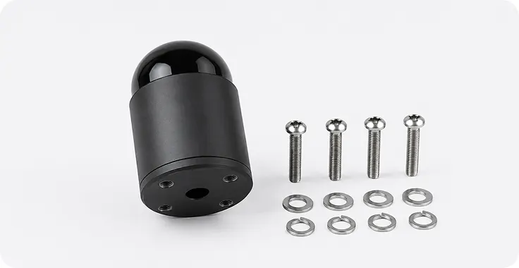 JT64P LiDAR next to SEMS screws with flat and lock washers used for mounting the sensor
