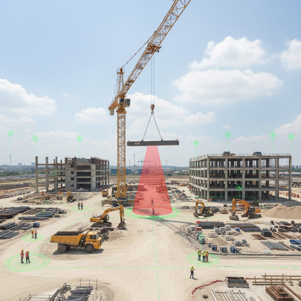 Intelligent PPE with biometric monitoring sensors tracking worker health and safety in industrial environment