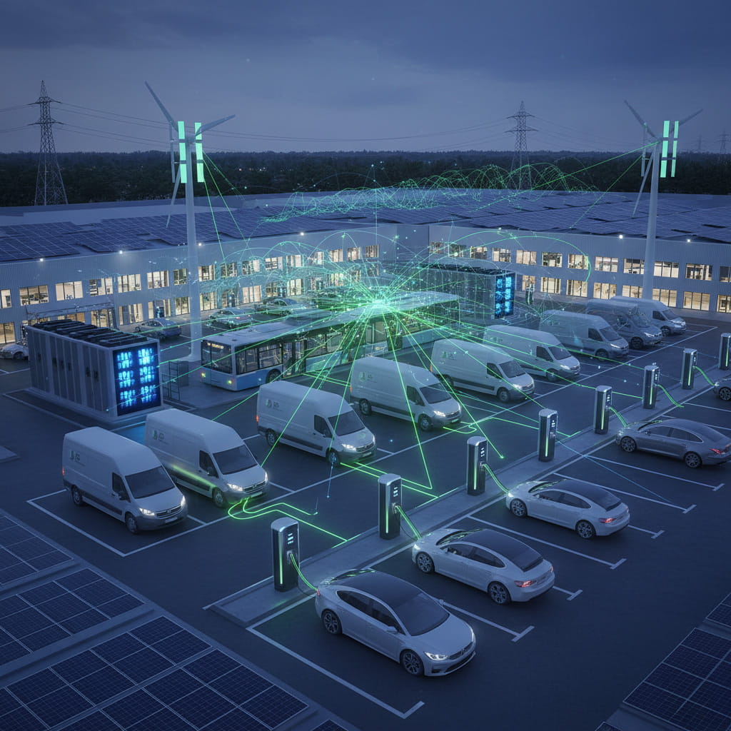 Intercal8 EV fleet smart charging optimization with predictive scheduling and energy balancing