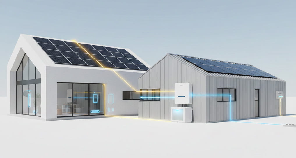 Intercal8 hybrid inverter smart energy management system with real-time power flow monitoring