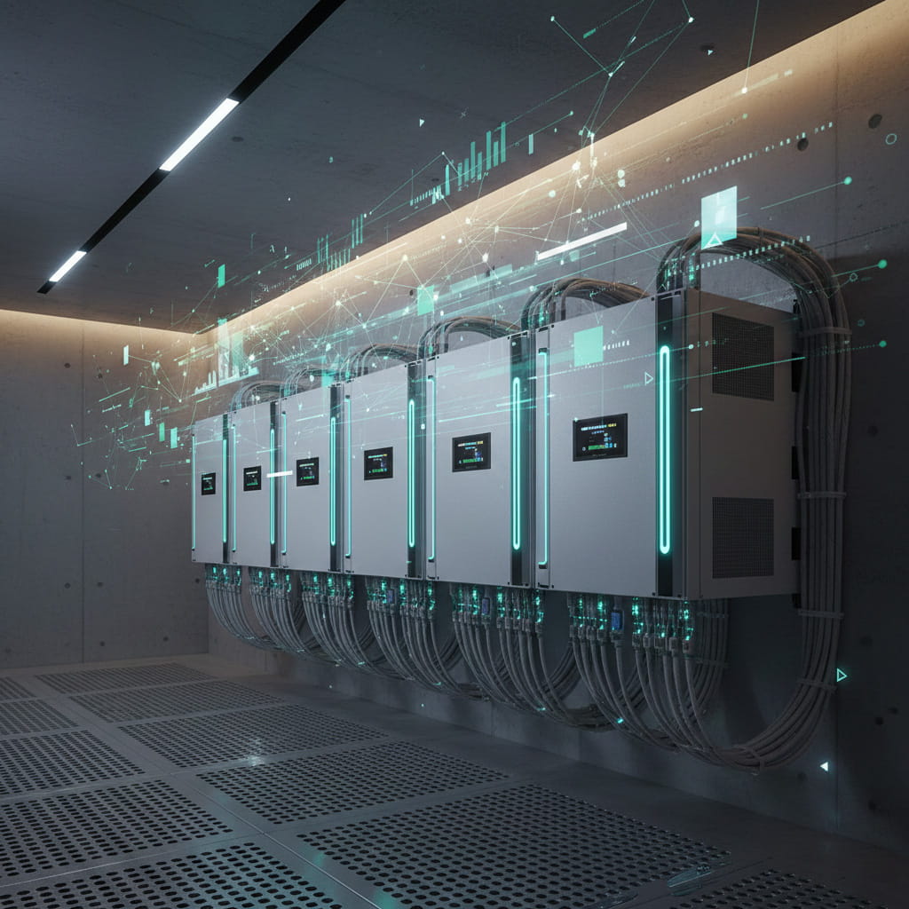 Intercal8 hybrid inverter combining solar panel and battery storage in one integrated energy management unit