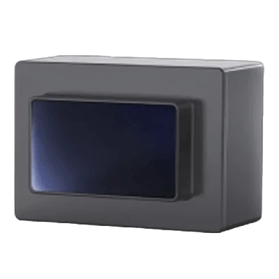 Hesai FTX compact gray rectangular LiDAR sensor with blue optical window for automotive blind spot detection and short-range perception