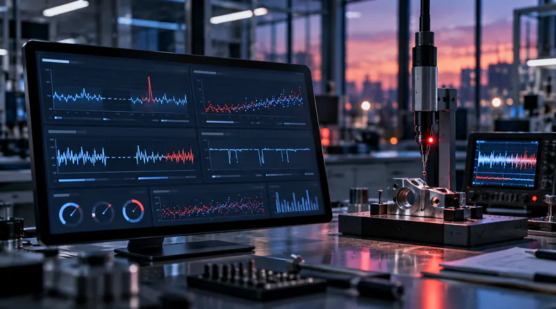Monitoring screen showing noisy, gappy sensor data trends