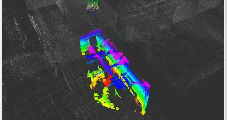 Colorized point cloud map of a building generated by ODIN1 Lite