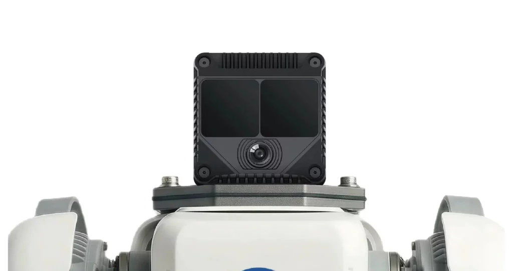 ODIN1 Lite spatial memory module mounted on top of a white quadruped robot