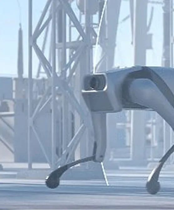 RoboSense Airy on a quadruped robot keeping ground and overhead in view while the body pitches