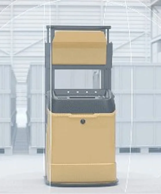RoboSense Airy capturing pallet faces, racking uprights and load edges from a single hemispherical view
