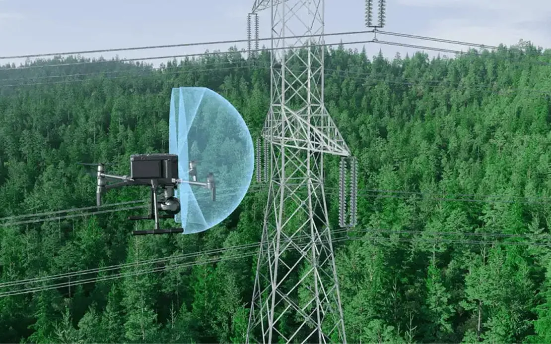 RoboSense E2 on a drone where the 40 percent weight reduction and 5 watt power draw preserve flight time