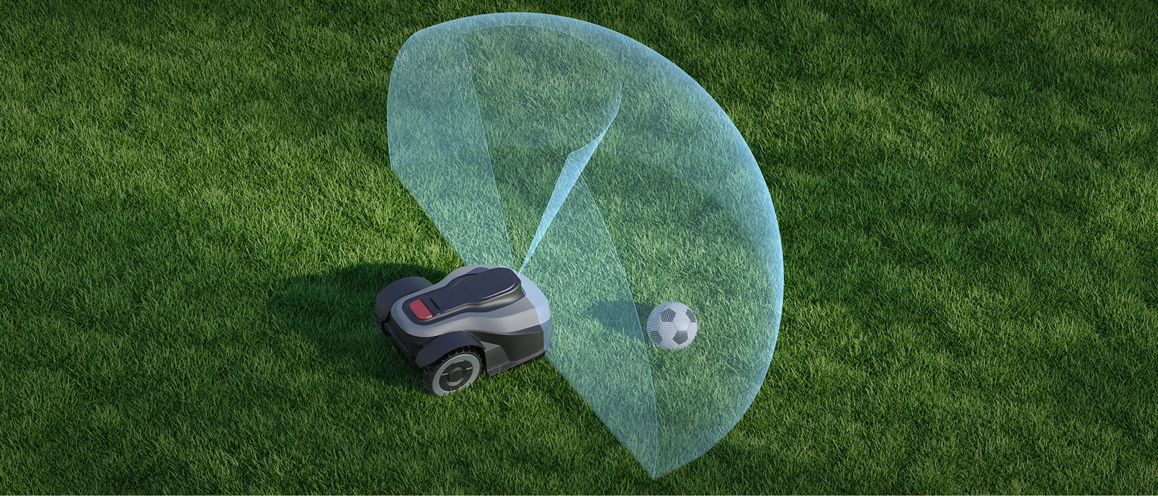 RoboSense E2 covering 180 by 135 degrees, capturing obstacles ahead and along both sides from one mounting point