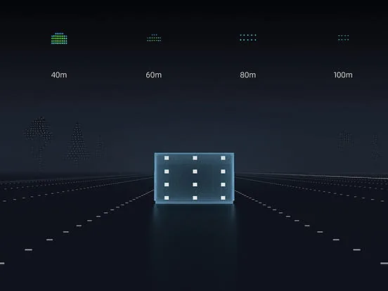 A high-speed projectile carton detected by the RoboSense EMX within 120 metres