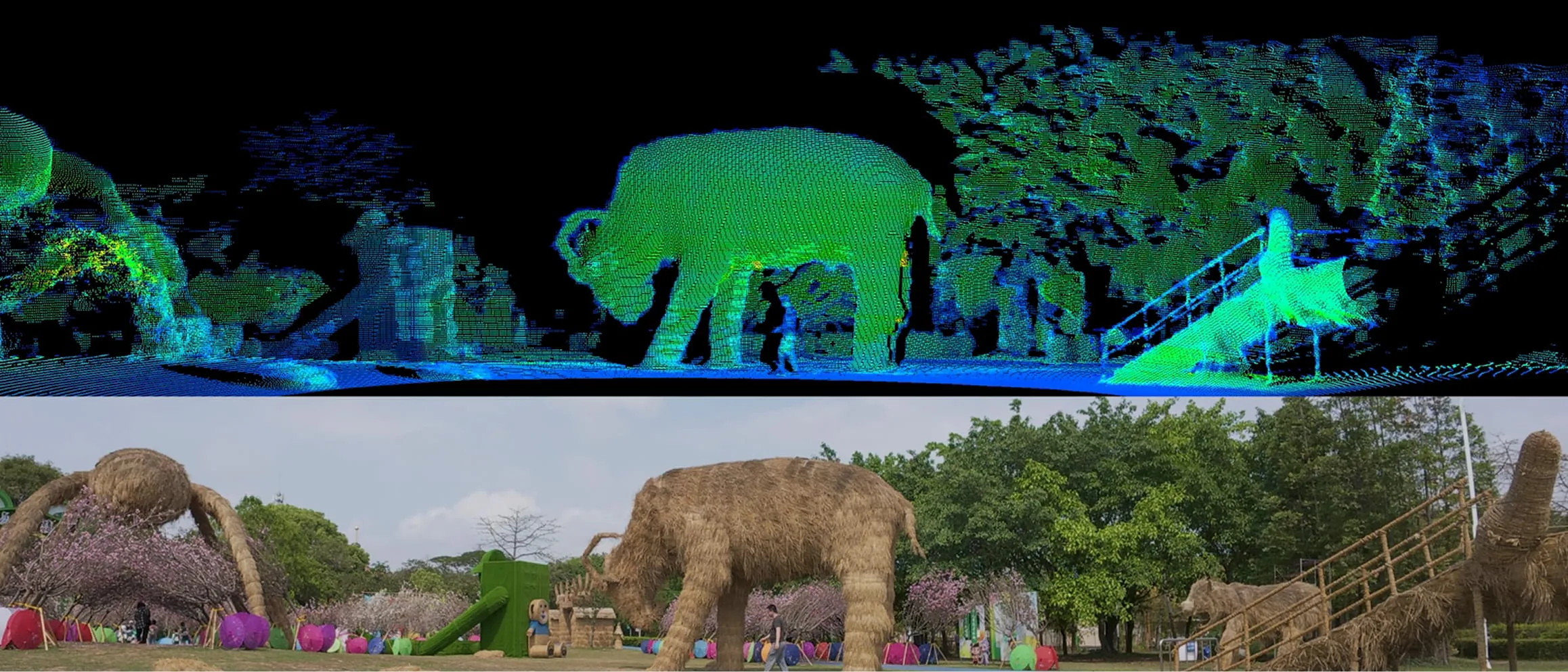 High-definition point cloud from the RoboSense EMX showing fine environmental detail