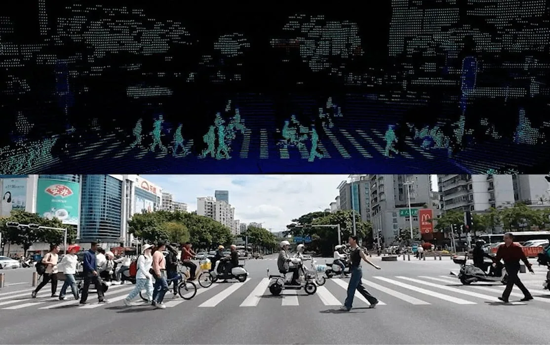 High-density point cloud of a street scene captured by the 96-beam RoboSense Fairy