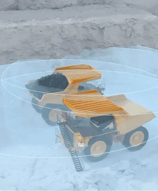 RoboSense Fairy resolving haul road edges, berms and other machines in dust and low light