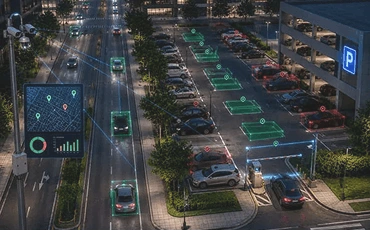 Aerial view of street parking with LiDAR occupancy overlays