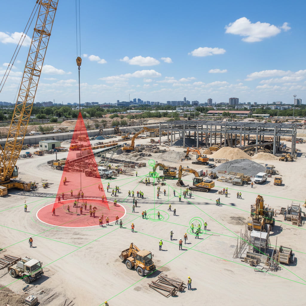 Smart helmet with integrated sensors providing real-time safety monitoring on construction site