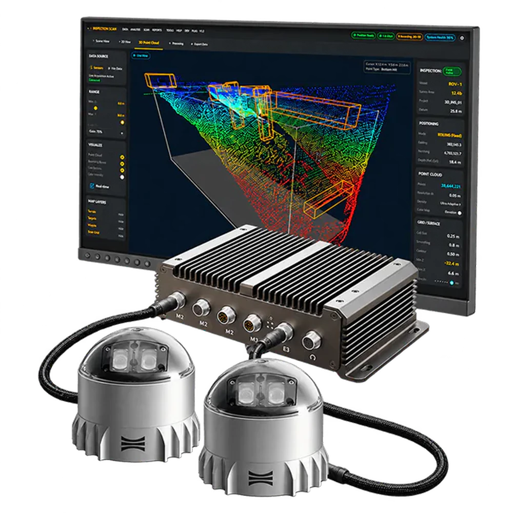 VMS-US128 volume measurement system with monitor, edge control unit and two dome LiDAR sensors